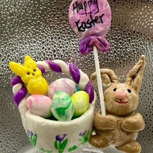 Collectible Easter Bunny with Balloon and Basket - with yellow peep!